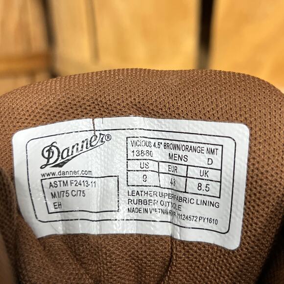 Danner Vicious 4.5" Brown Orange GTX Waterproof Safety Toe Work Boots Men Size 9 - Picture 12 of 12
